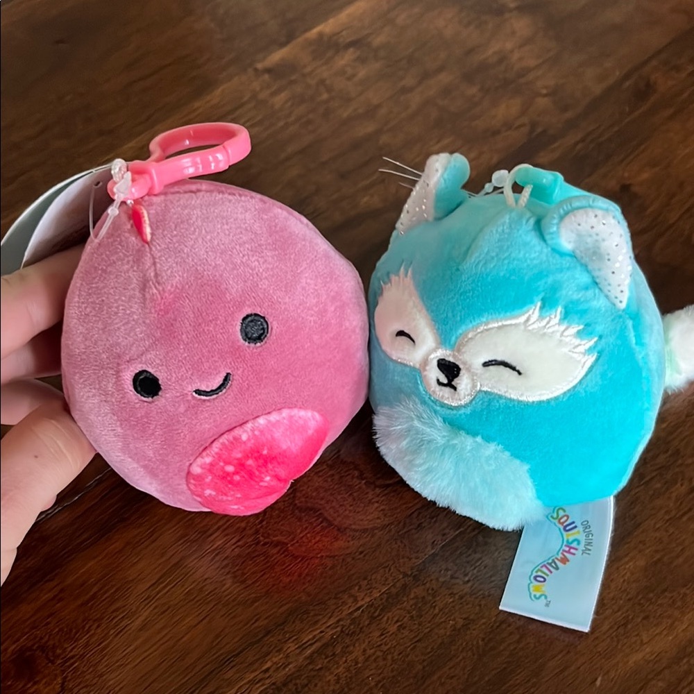 Squishmallows Pink and Teal Plush Toy Pair